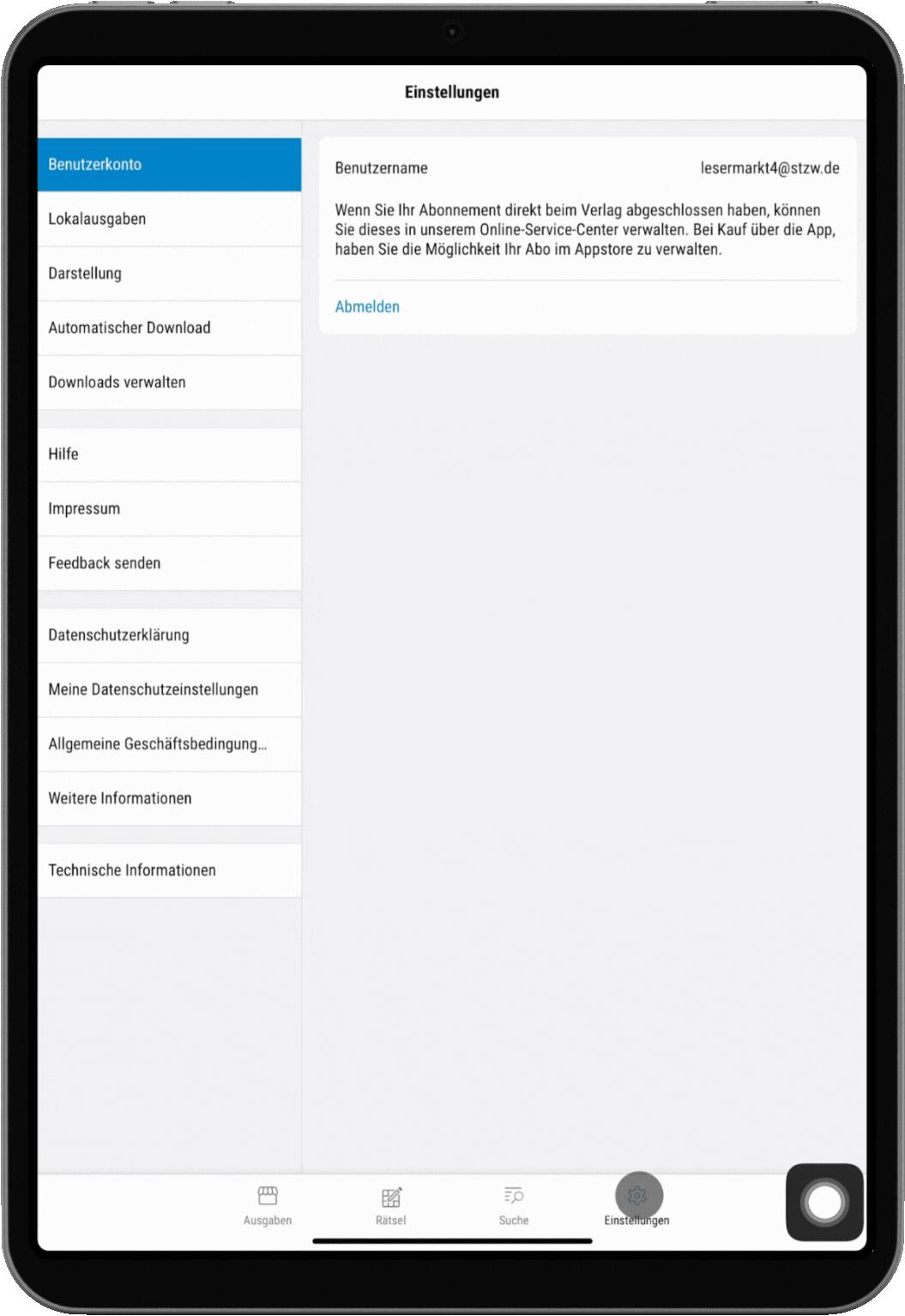 Tutorial zur Ausgaben Auswahl im E-Paper der Stuttgarter Nachrichten