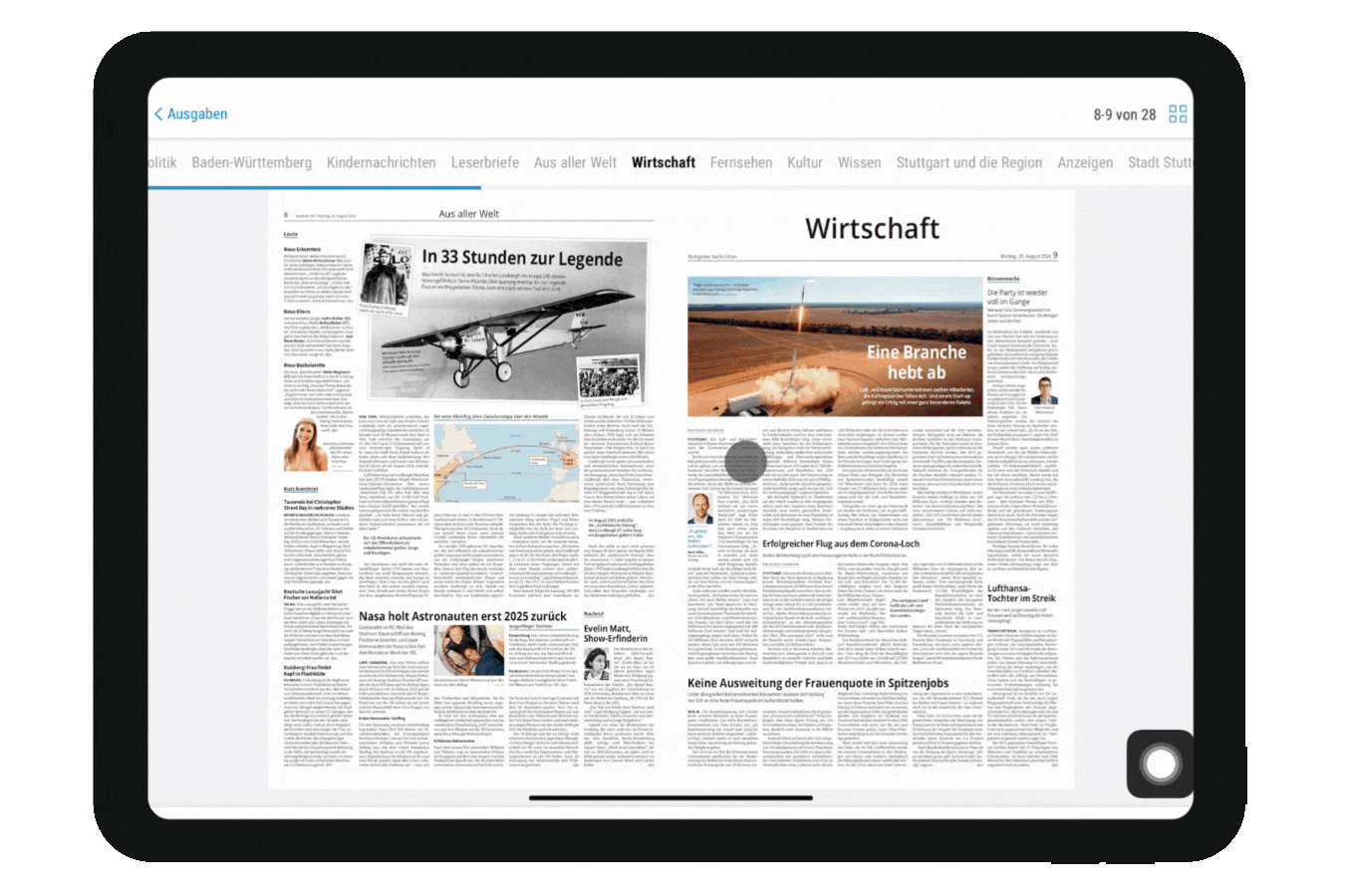 Tutorial zur Schriftgröße im E-Paper der Stuttgarter Nachrichten