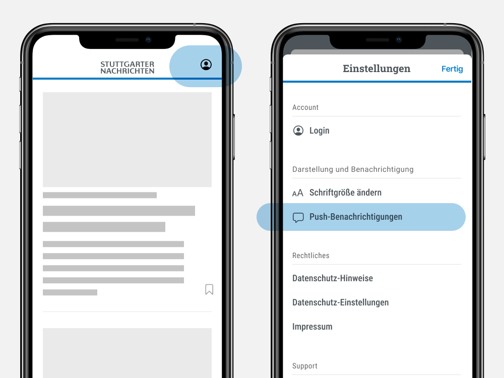 Anleitung auf einem Smartphone wie man Push-Benachrichtigungen StN aktiviert