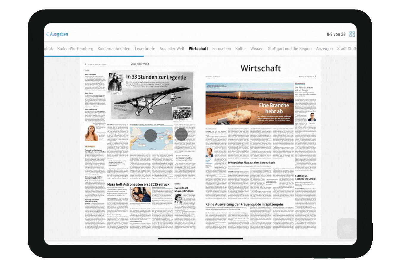 Tutorial zum Vergrößern von Text im E-Paper der Stuttgarter Nachrichten