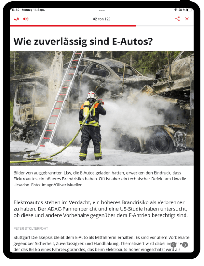 CZ E-Paper auf Tablet