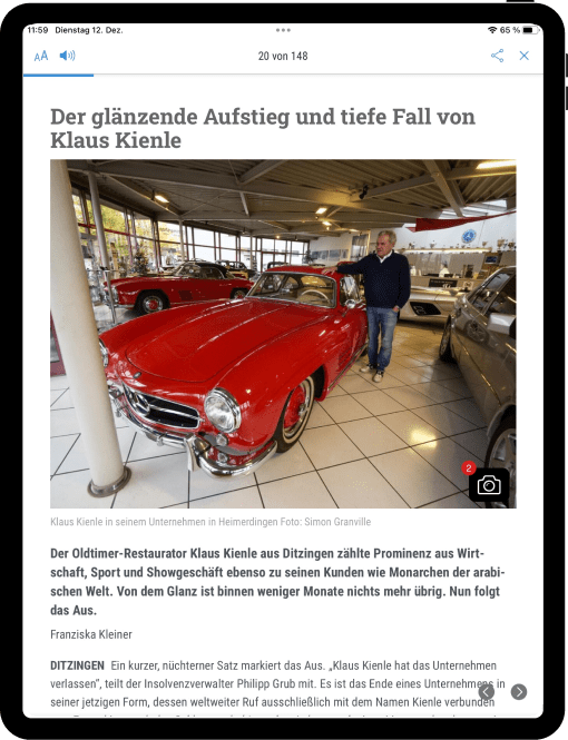 Tablet mit MZ E-Paper