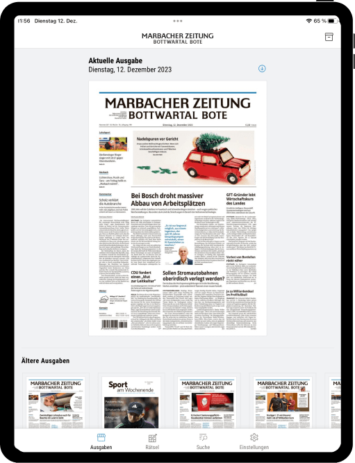 Tablet mit MZ E-Paper