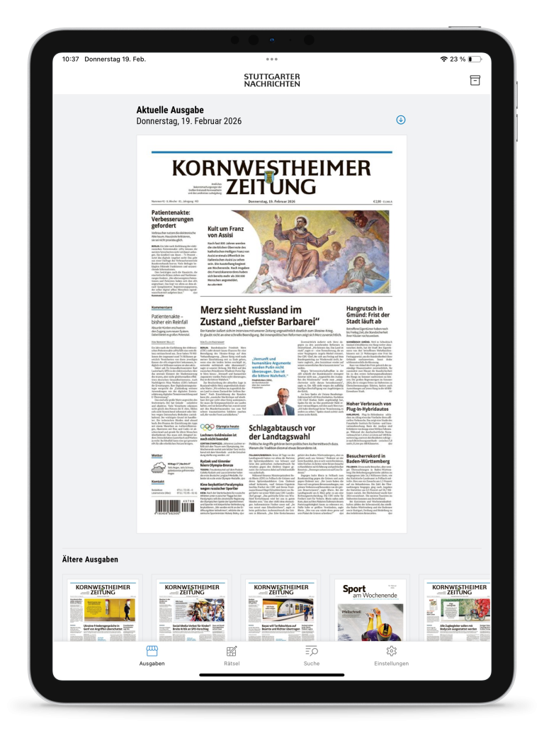Tippen Sie unten rechts auf das Zahnrad-Symbol für Einstellungen